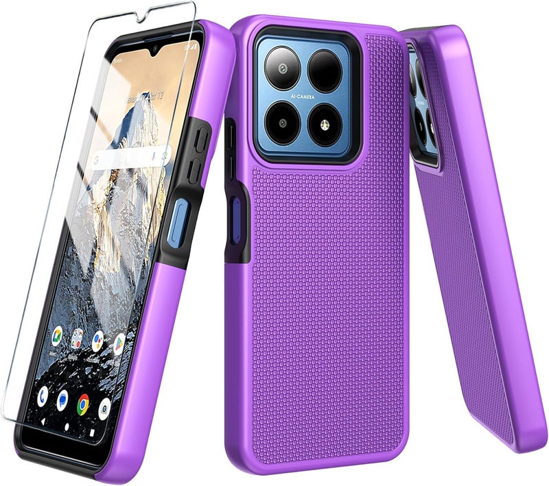 Mocotto for Boost Summit 5G Case with Tempered Glass Screen Protector,Dual Layer Heavy Duty Shockproof Protection (Boost Summit 5G,Purple) - Image 1